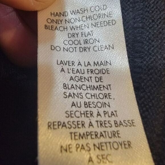 Calvin‎ Klein Shirt Wool Blend Ribbed Top Black Faux Leather Trim Womens Small - Picture 8 of 8